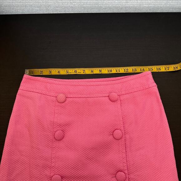 Talbots Pink Cotton Woven Button Front Side Zip Casual A-Line Skirt Size 6P FLAW - Picture 10 of 12
